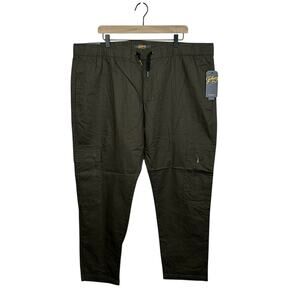 Johnny Bigg Leon Elastic Waist Cargo Pant in Khaki Green Big & Tall Men’s 46